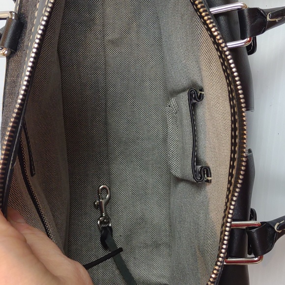 Dooney & Bourke HP65C SZ Black Melange Cotton Denim Signature Dbl Pocket Purse - Picture 10 of 14